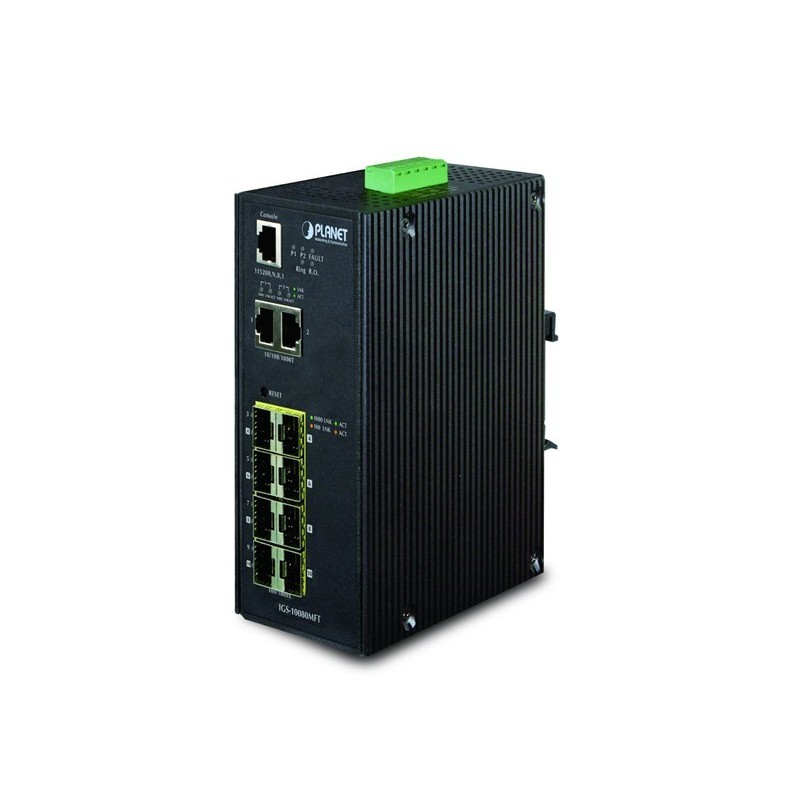 10-portars hanterad switch med SFP & RJ45, DIN-monterbar design