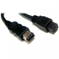 FireWire IEEE1394b ”bilingual” adapterkabel 6-polet hane – 9 polet hane FW800/FW400, svart, 1,8m