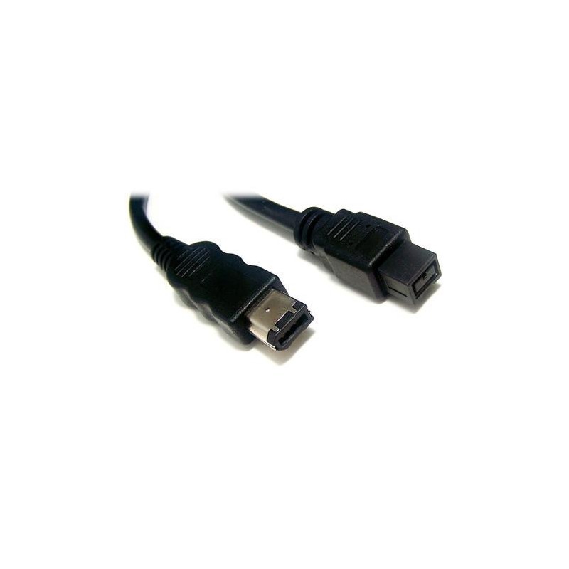 FireWire IEEE1394b ”bilingual” adapterkabel 6-polet hane – 9 polet hane FW800/FW400, svart, 1,8m