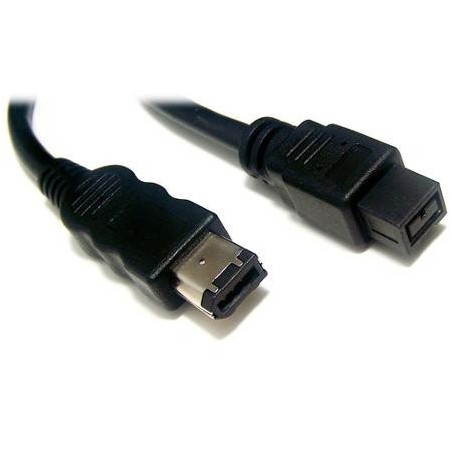 FireWire IEEE1394b ”bilingual” adapterkabel 6-polet hane – 9 polet hane FW800/FW400, svart, 1,8m