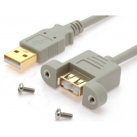 USB-kabel A hane till A hona 75cm med öra för skåpmontering i främre chassi