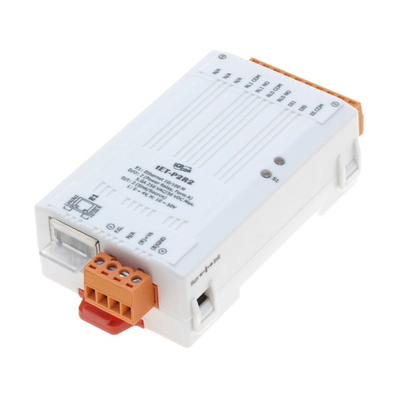 Ethernetbaserad modul med MODBUS TCP/IP med 2 x digital ingång 2 x strömrelä