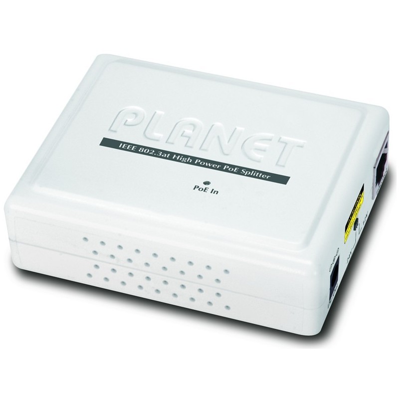 PoE Splitter 12Vdc eller 24Vdc SPLIT POWER & DATA out, max. 25 watt. Data + PoE in.