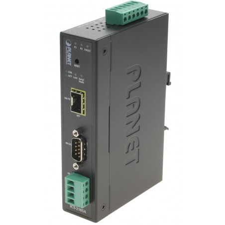 PLANET ICS-2105A er en 1 port seriel port server via fibernetværk RS232/422/485, SFP modul