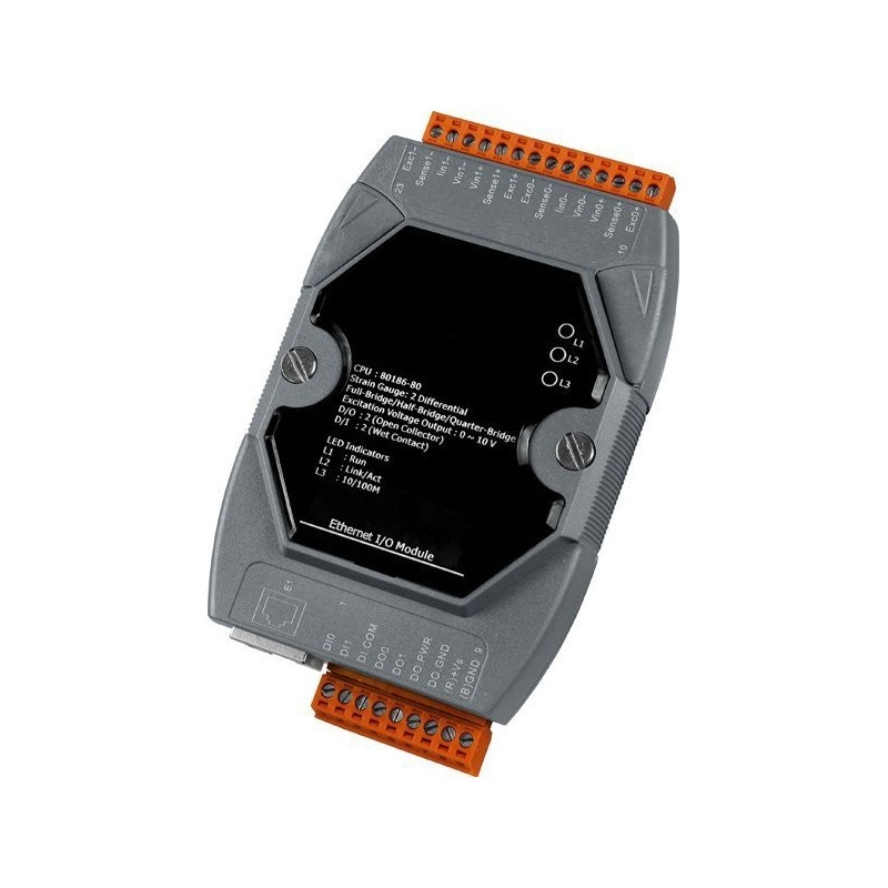 8 x Digitala ingångar Wet 0 - + 50VDC 500Hz, 8 x Digital utgång (OC) + 40VDC 650mA, 1 x RJ45, Modbus