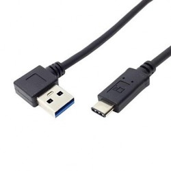 Vinklad USB-C 3,1 super hastighet kabel - Typ A Hane - 1 Meter