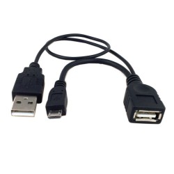 Mångsidig 17 cm USB OTG Y-kabel: Micro-B hane till USB A hona