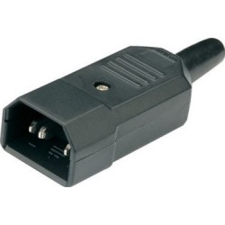 IEC-kontakt C14 jane kabelanordning, skruv, 10A 250 V AC