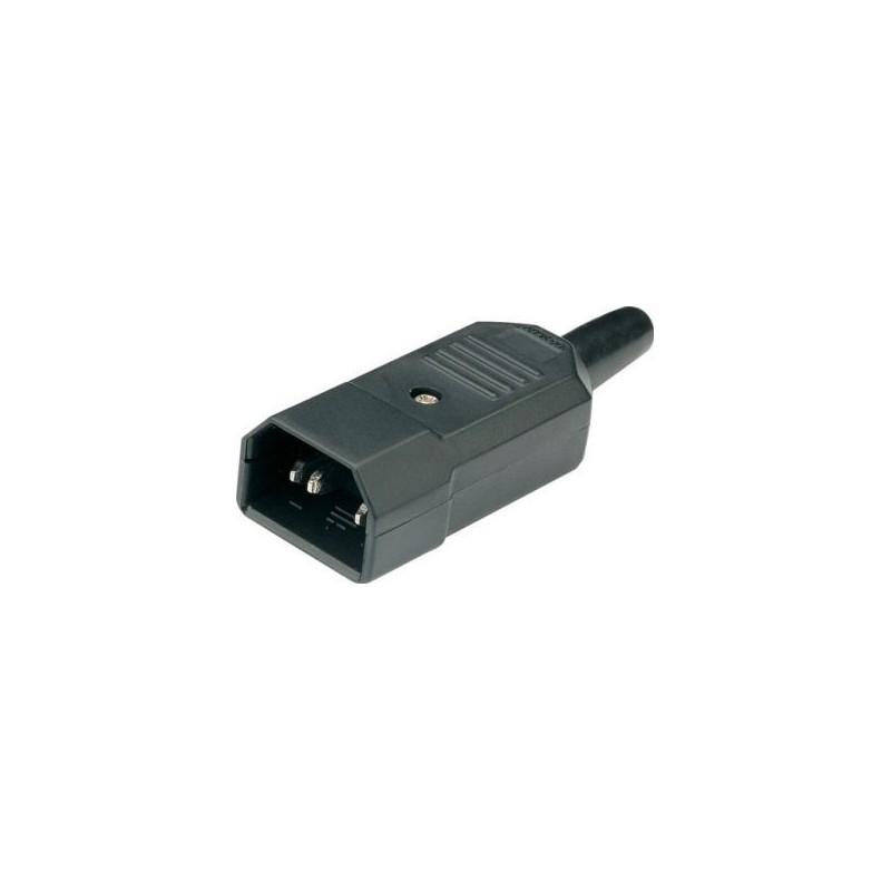 IEC-kontakt C14 jane kabelanordning, skruv, 10A 250 V AC