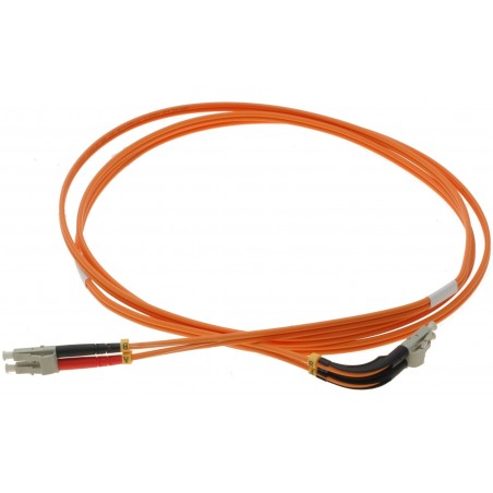 Vinklad fiberkabel, Multi-mode, LC-LC, 2m, 62,5 / 125my, Orange, LSZH, Duplex