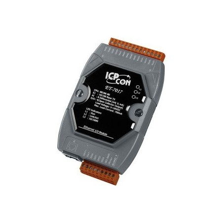 ICPDAS ET-7017 är en modul med 8 x analoga ingångar differential isolerade +/- 10V, 0-20mA och 4 x digitala utgångar