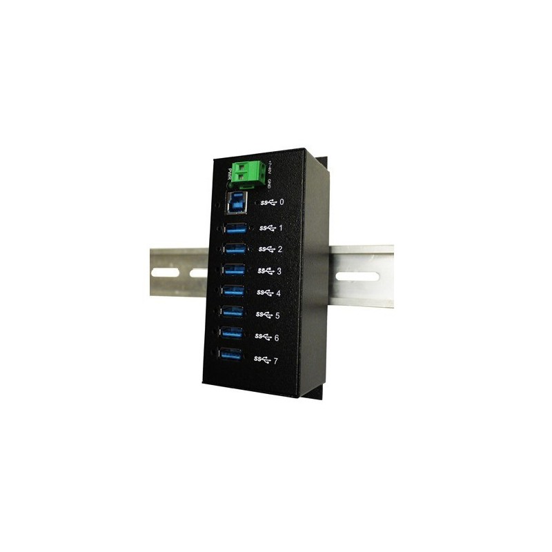 USB-hub för 7 USB-portar, även för extern matning - DIN-montering