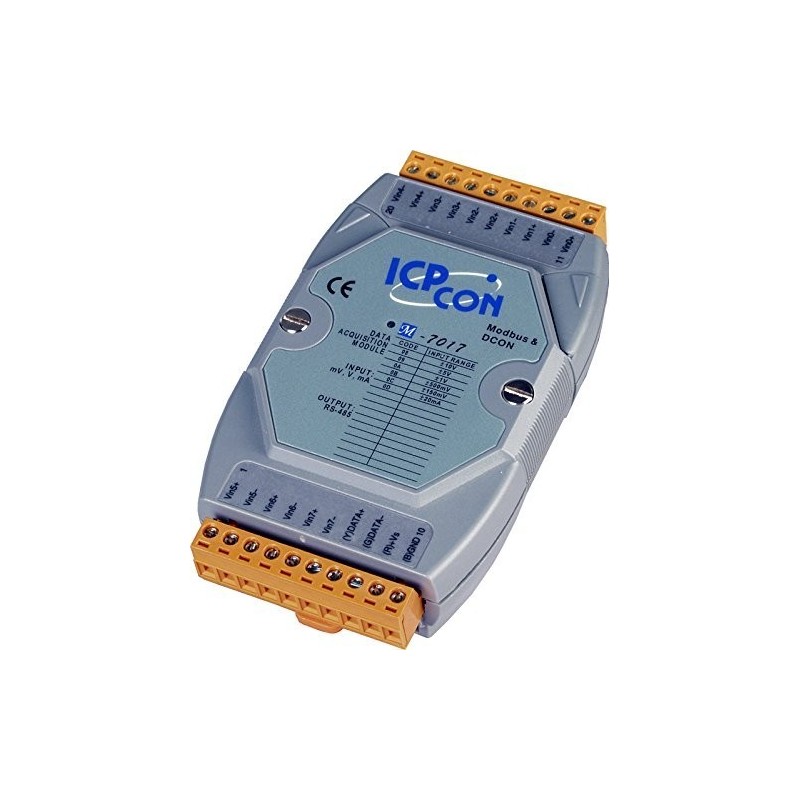 RS485 modul för MODBUS 8 x analoga ingånger och DIN-skena montillering