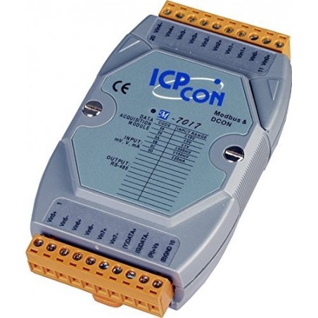 RS485 modul för MODBUS 8 x analoga ingånger och DIN-skena montillering