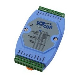 ICP Das I-7016 Modul med 2 x analog ingång för spänningsmätare 4-tråd, 1 x excitation ut 0 - + 10VDC, 1 x DI och 4 x DO, RS485