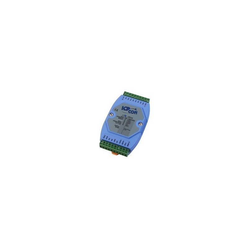 ICP Das I-7016 Modul med 2 x analog ingång för spänningsmätare 4-tråd, 1 x excitation ut 0 - + 10VDC, 1 x DI och 4 x DO, RS485