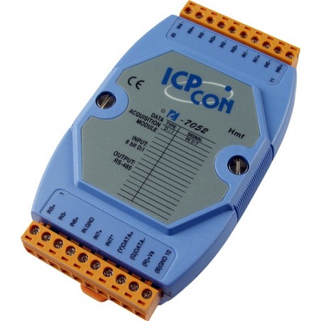 ICP DAS I-7052-modul med 8 optoisulerade digitala ingångar. 6 är balanserad och 2 med en gemensam jord