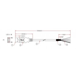 USB-kabel, 4-pin En jane till pigtail 5 meter