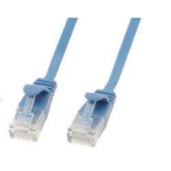 Cat. 6 netværkskabel, fladkabel, ultra slim, UTP til Gigabit netværk, AWG36, blå, 2,0m