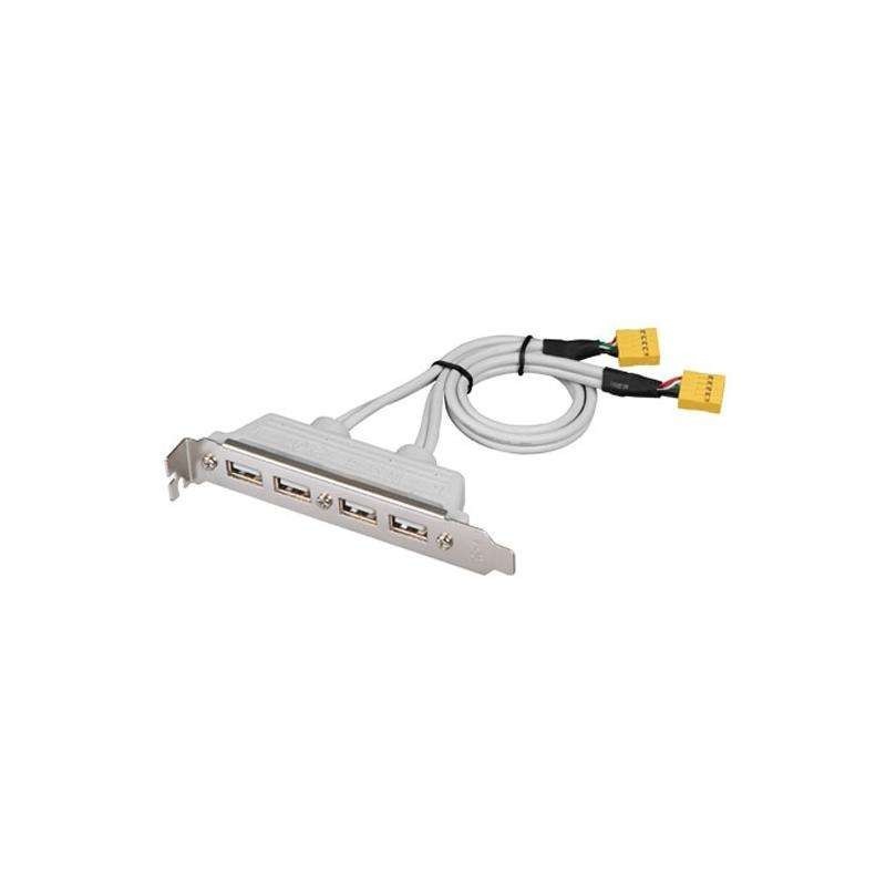 Bakplatta med 4 USB-honkontakter & kabel med 2 x 9-stiftskontakter.
