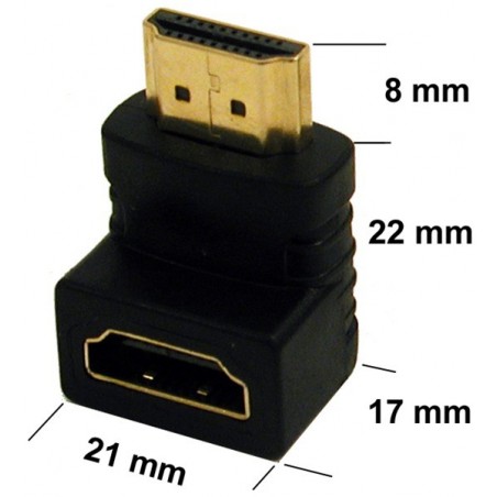 90º HDMI vinkelkontaktadapter - hane till hona guldkontakt