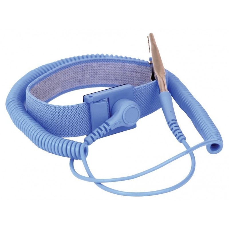ESD armband med spiralkabel och krokodillip
