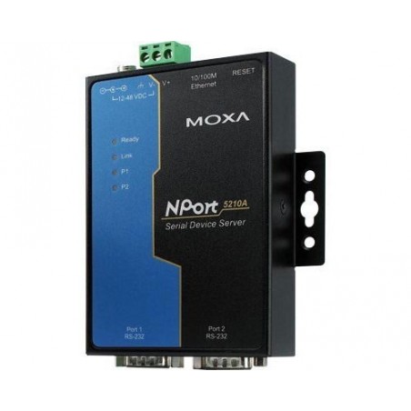 2 ports serieportserver RS232, MOXA NPort 5210A. Seriel Device Server