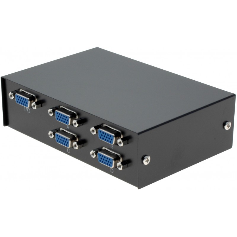 4 portar VGA haneeeuell switch box. 5 x DB15HD hona. mekanisk omkopplare