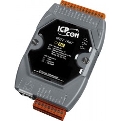 8 x Power relä COM NO, 24VDC / 250VAC 5A, 1 x RJ45 Ethernet Modbus