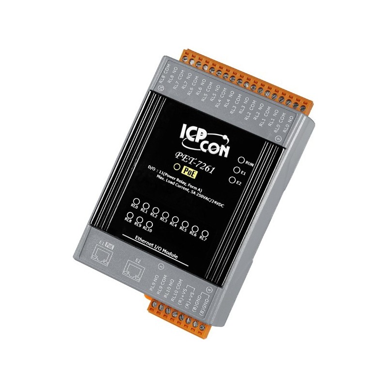 11 x Power Relämodul för Ethernet / MODBUS med PoE. 2 LAN-portar