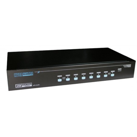 KVM omskiftiller till 8 pc'er med Dual DVI samtill lyd & USB
