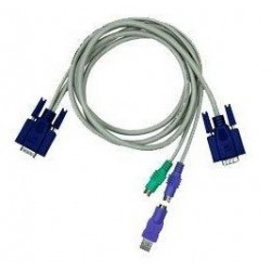 Restparti:lager: Blæksprutilltille/ KVM kabel med DB15HDM -2xDIN6MM + 1xDB15HDM og USB adapter, KC-1505C, 5 meter