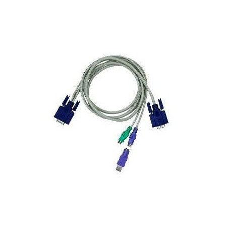Restparti:lager: Blæksprutilltille/ KVM kabel med DB15HDM -2xDIN6MM + 1xDB15HDM og USB adapter, KC-1505C, 5 meter
