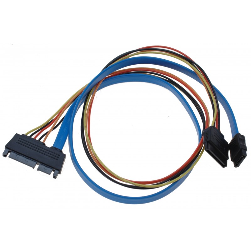 Hårddiskkabel, SATA 22-stift hane till 7 stift och 15 stift SATA Power hona - 60 cm