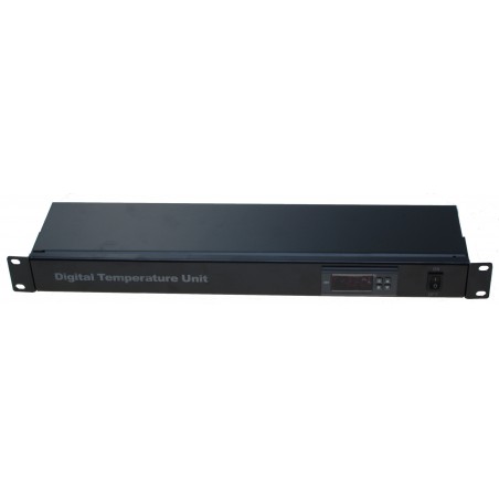 Temperaturstyrd relämodul med 2 x 230VAC-uttag för blåsare i 19 "Rackskåp.