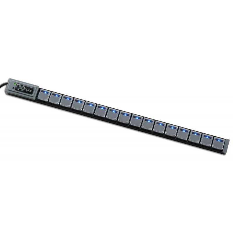 X-KEYS XK-1320-UKVM16-R - 16 Programmerbara tangenter för USB för KVM-switchar för 1 knapptrycksval av PC