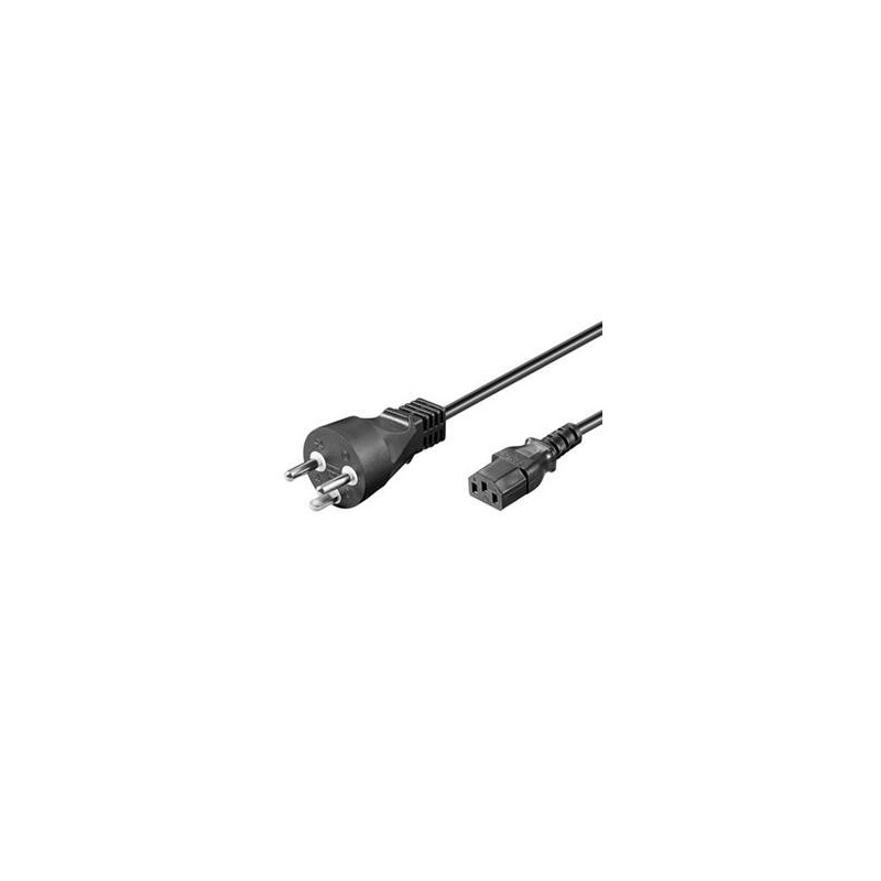 DK 230V strömkabel med kontakt med runda stift och jord till C13