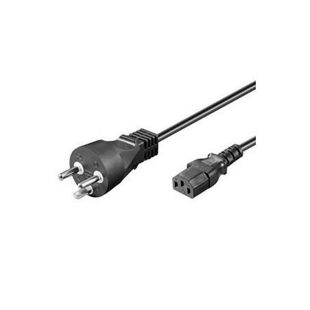 DK 230V strömkabel med kontakt med runda stift och jord till C13