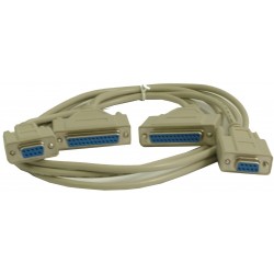 Universellt RS232 COM nullmodemkabel 2 x DB9 hon / 2 x DB25 hona.
