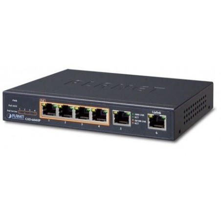 6 portars switch 4 x 10/100 / 1000Mbit RJ45 PoE + 2 x 10/100 / 1000Mbit uplink RJ45