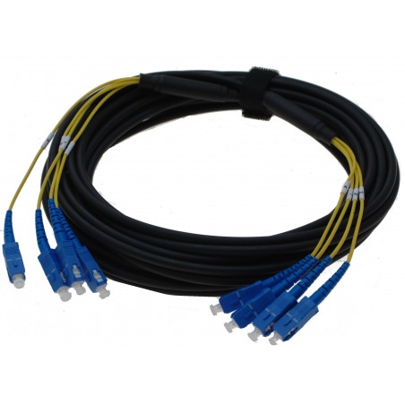 Armerad fiberkabel, single mode, SC-SC, 10m, 9 / 125my, 4 kärna, svart, LSZH