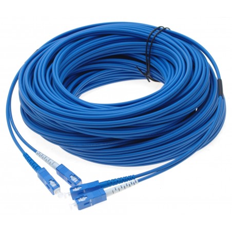Armere fiberkabel, Singlemode, SC-SC, 375m, 9/125my, Blå, LSZH, duplex med 2 x SC-kontakter i varje ände 375M