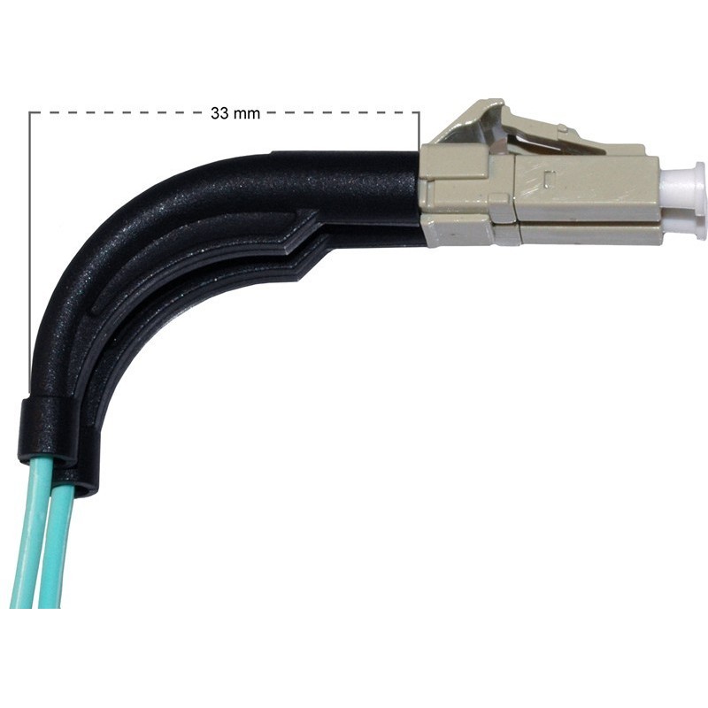 Vinklad, fiberkabel, Multi mode, LC-LC, 2m, 50 / 125my, OM3, Aqua, LSZH, Duplex