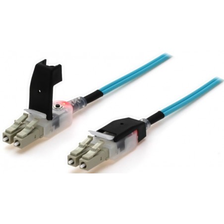 Fiberkabel, LED-ljus, Multi-läge, LC-LC, 3m, 50 / 125my, OM3, Aqua, LSZH, Duplex