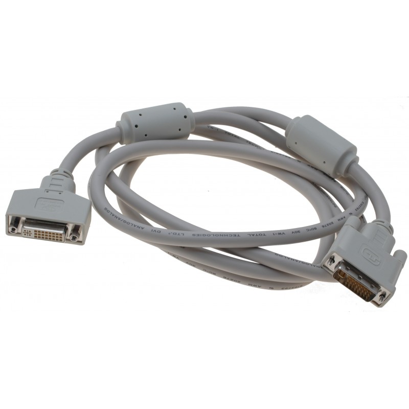 DVI-kabel. Analog DVI male - DVI hona, 28 AWG, GRAY, 2M