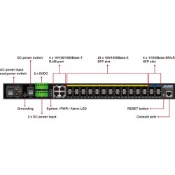 24 port janeaged switch 24 x 100/1000Mbit slot SFP + 4 x 10/100/1000Mbit / 10 Gbit SFP Combo