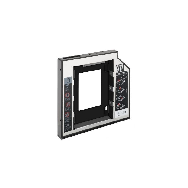 Monteringsramme/ adapter/ drev til 2½" HDD eller SSD til intern SATA tilslutning, 12,7 mm tyk, Plug & Play
