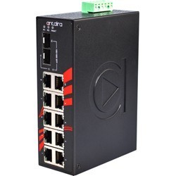 10 ports Industriel 10/100/1000Mbit + 2 x 100/1000Mbit SFP slot switch, DIN-beslag, -10 - +70°C, 12 - 48VDC