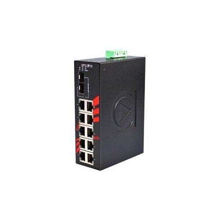 8 ports Industriel 10/100/1000Mbit + 2 x 100/1000Mbit SFP slot switch, DIN-beslag, -40 - +75°C, 12 - 48VDC
