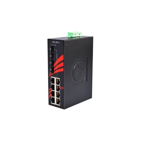 Industriell 8-portars Gigabit Ethernet-switch med SFP-kortplatser - brett temperaturområde, DIN-fäste, 12-48VDC